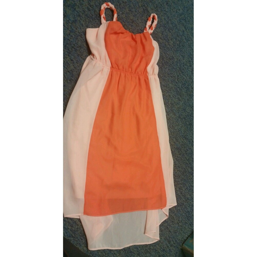 Soprano Orange Peach  Girl's Size 14 Braided Straps Dress